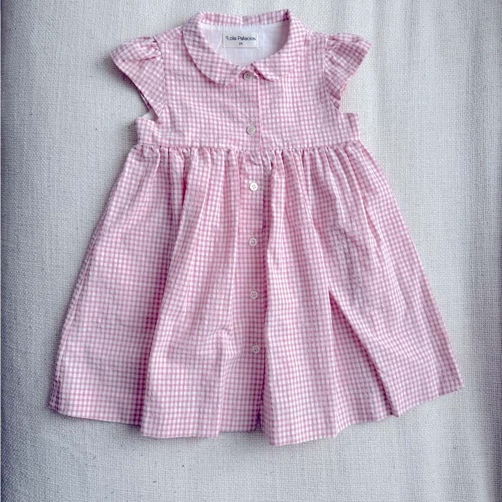 Lola Palacios Pink Gingham Dress, sz 2T